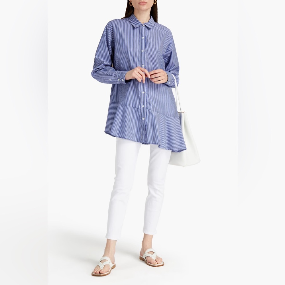 Veronica Beard "Gilda" striped asymmetric blouse